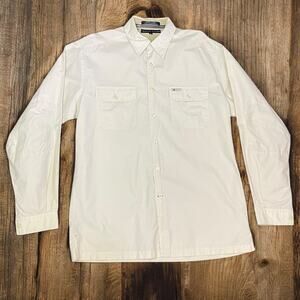 Vintage Tommy Hilfiger Men’s Large Beige Sports Shirt Long Sleeve 2000